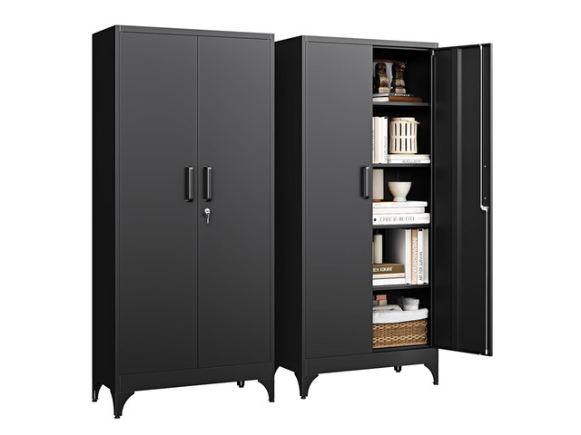 71' H Metal Storage Cabinet with 2 Doors and 4 Shelves,Tall Kitchen Pantry Cabinets,Utility Pantry Organizers for Cupboard/Dining/Bathroom/Home...