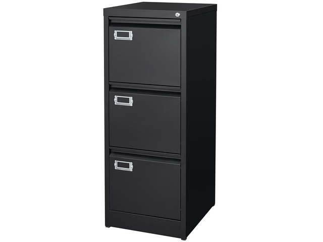 3 Drawer File Cabinet with Lock Metal Vertical File Cabinet Office Home Narrow File Cabinet for A4 Legal/Letter Size,Assembly Required (Black, 3...