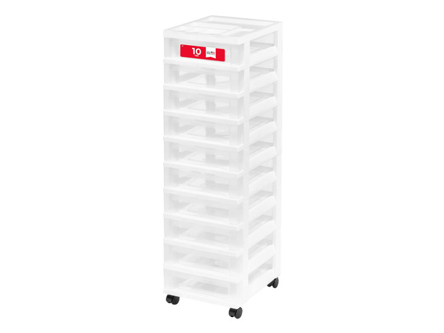 10-Drawer Rolling Storage Cart, White/Clear Keep classroom supplies, teacher essentials, craft materials, and learning tools organized with...