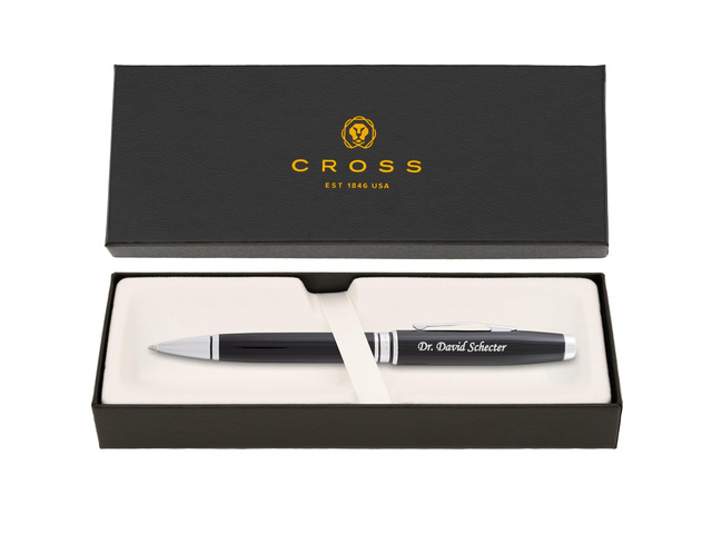 Cross Coventry Personalized Ballpoint Pen in Black Lacquer with Chrome Trim Engraved Pen for Graduation, Retirement, New Job, or Corporate...