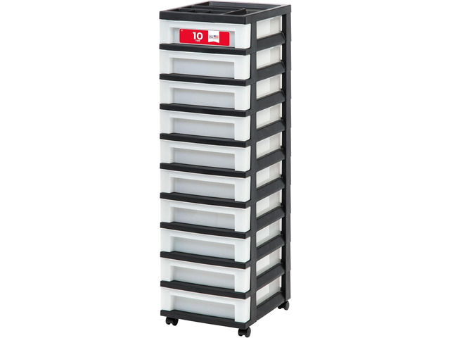 10-Drawer Rolling Storage Cart, Black/Pearl Keep classroom supplies, teacher essentials, craft materials, and learning tools organized with...
