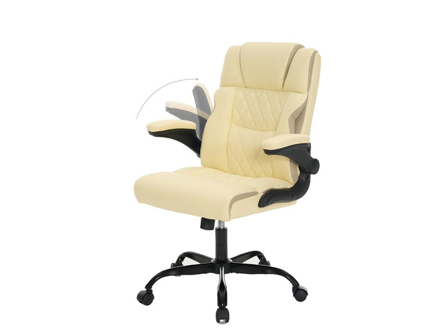 Ergonomic Office Chair, Executive Desk Chair with Flip-up Armrest, Swivel Computer Task Chair with Wheels for Home Office, Small Gaming Chair with...