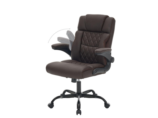 Ergonomic Office Chair, Executive Desk Chair with Flip-up Armrest, Swivel Computer Task Chair with Wheels for Home Office, Small Gaming Chair with...