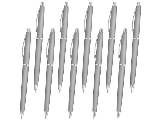 Personalized Langham Ballpoint Pens, Set of 10 by - Black Ink, Great for Office, Business, Tradeshows - Silver