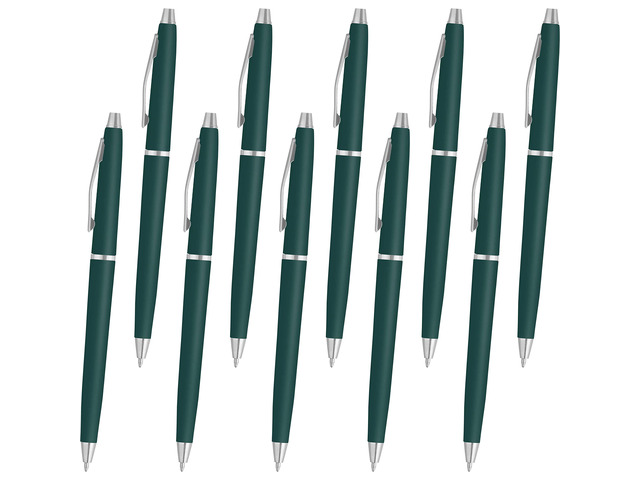 Personalized Langham Ballpoint Pens, Set of 10 by - Black Ink, Great for Office, Business, Tradeshows - Hunter Green