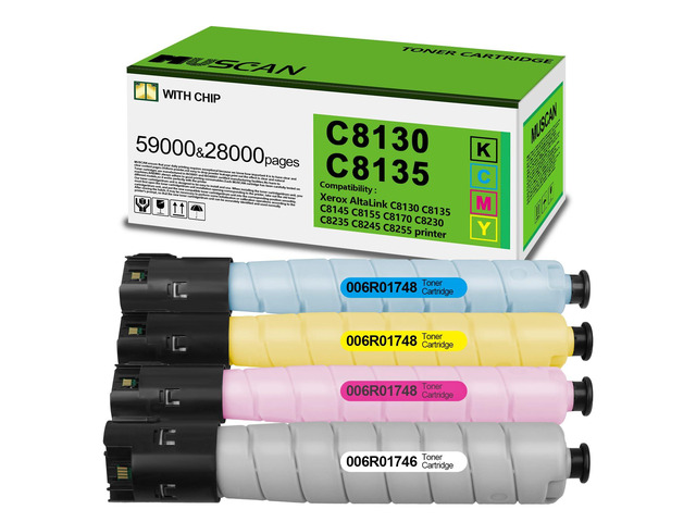 C8130 C8135 C8145 High Yield Color Toner Cartridge Replacement 006R01746 006R01747 006R01748 006R01749 Compatible with C8155 C8170 Printer Black...