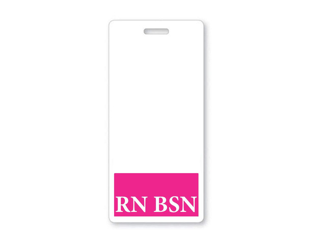 25 Pack - RN BSN Badge Buddies - Vertical- Heavy Duty Spill Proof & Tear Resistant Card - 2 Sided- Quick Role Identifier Name Tag Buddy for BSN...