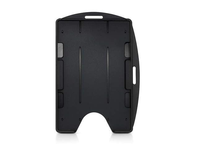 Bulk 50 Pack - Black Dual Card ID Badge Holder - Holds 2 Cards - Rigid Hard Plastic - Double Sided Card Holder for Horizontal or Vertical Badges -...