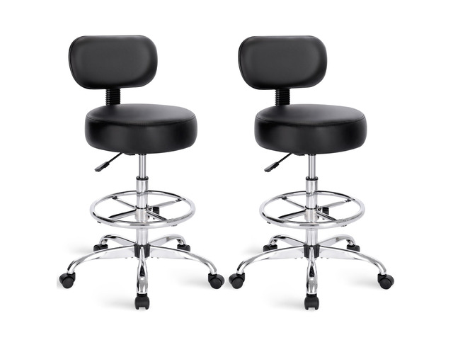 Drafting Chair with Back, Set of 2, Swivel Barstools, Adjustable Height Rolling Stool with Footrest, Standing Desk Chair for Counter Height Desk,...