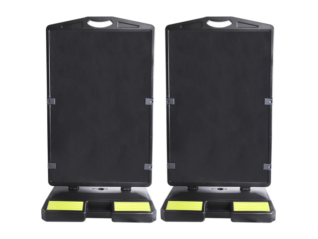 2-Pack Sidewalk Sign 24 x 36 Inch Double Sided Sandwich Board Plastic Outdoor Advertising Signboard with Water-filled Base for Restaurant,...