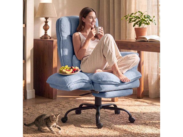 Wider Seat Office Chair with Flip Armrests for Criss Cross Legged & Cats, Big and Tall Executive Ergonomic Reclining Chair with Footrest & Lumbar...