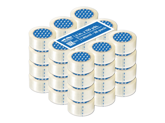 2' x 110 Yards Clear Packing Tape 36 Roll Carton Warehouse Grade Adhesive for Shipping, Moving & Packaging Standard Strength 1.85 Mil Box...