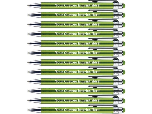 Personalized Pens with Stylus Tip -Bright Vibes- Click action - Custom - Black writing - Printed Name pens - Imprinted with Your Logo or Message -...
