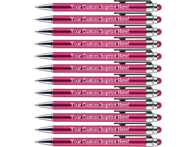 Personalized Pens with Stylus Tip -Bright Vibes- Click action - Custom - Black writing - Printed Name pens - Imprinted with Your Logo or Message -...