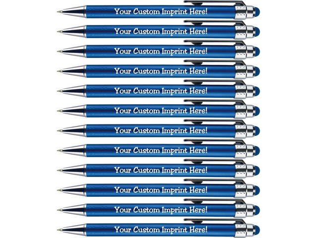 Personalized Pens with Stylus Tip -Bright Vibes- Click action - Custom - Black writing - Printed Name pens - Imprinted with Your Logo or Message -...