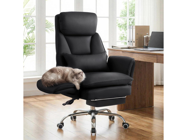 Big and Tall Office Chair, Ergonomic Computer Desk Chair with Footrest, Wide Seat Reclining Gaming Chair, Flip Armrests for Cross Legged Sitting,...