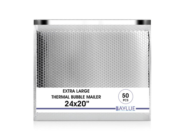 Thermal Insulated Mailers 20x24, Cold Shipping Envelopes, 50 Pack Keeps Contents Cold, Self-Seal Closure, Cushioned Protection, Tear-Resistant...