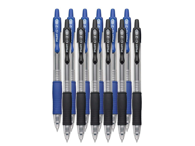 G2 Retractable Premium Gel Ink Roller Ball Pens Ultra Fine Point (.38mm) Black/Blue Ink 12 pack; Refillable & Premium Comfort Grip
