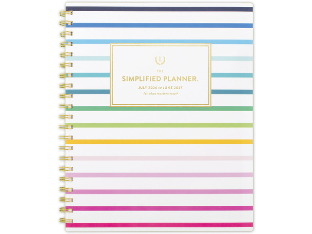 Planner 2026-2027 Weekly & Monthly Academic 12-Month July-June, 8-1/2' x 11', Simplified by Emily Ley, Happy Stripe (EL49-905A)