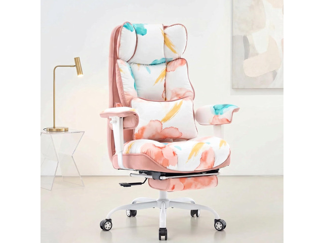 Big and Tall Office Chair 400lbs - Heavy Duty Desk Chair with Footrest, 6-Inch Extra Thick Pocket Spring Seat, Modern Aesthetic Soft Fabric...