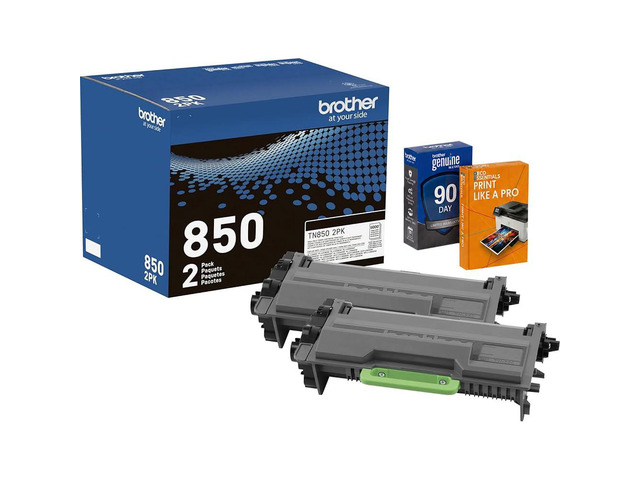 Genuine TN850 2-Pack Black High Yield Toner Cartridge, Up to 8,000 Pages Each, Bundle with Deco Essentials Printer eBook for HL-L6200DW,...