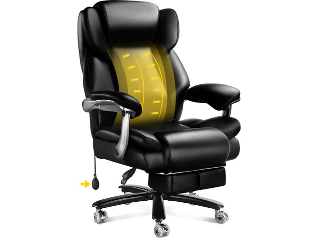 500lbs Reclining Big and Tall Office Chair for Heavy People with Foot Rest Heavy Duty Executive Desk Chair,High Back Computer Chair,Adjustable...