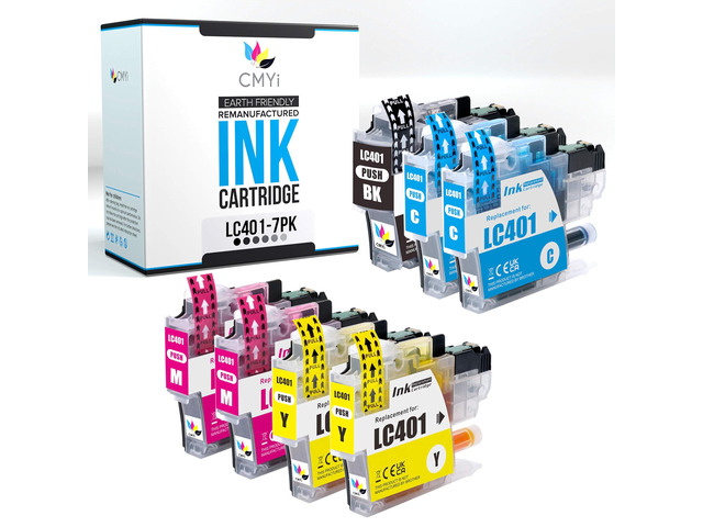 LC401 Replacement Combo Pack Ink Cartridges for Brother DCP-J1800DW, MFC-J1010DW, J1012DW, J1170DW, J1800DW Printers (1 Black, 2 Cyan, 2 Magenta, 2...