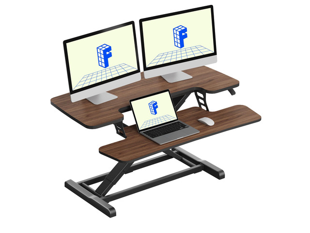 36' Standing Desk Converter, Dual Monitor Desk Riser, Sit Stand Computer Workstation with Ergonomic Height Adjustment, Large Stand Up Desk Riser...