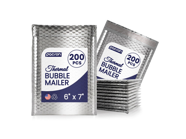 Waterproof Self-Seal Insulated Foil Thermal Bubble Mailers 6x7, 200-Pack Ideal for cosmetics, supplements, skincare & small perishables....