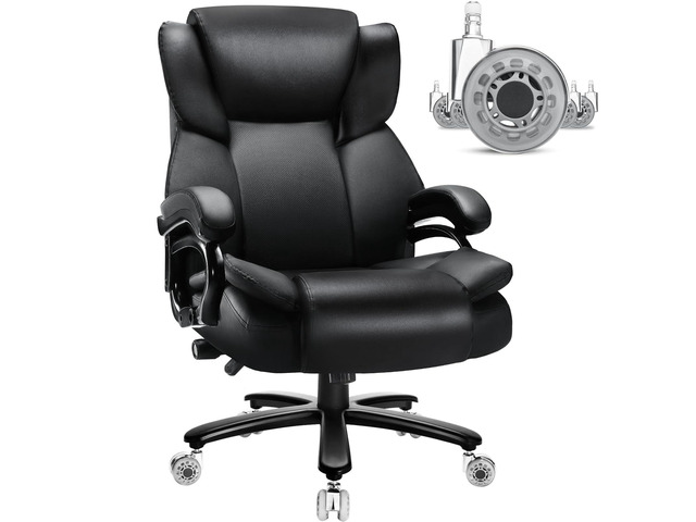 Big and Tall Office Chair, Heavy Duty Office Chair for Heavy People High Back Executive Desk Chair with Adjustable Lumbar Support,Rubber...