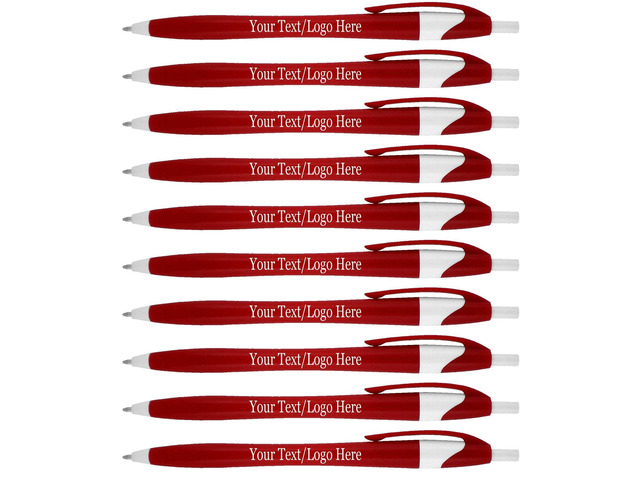 Personalized Pens With your Custom Logo or Text-500 Pack Bulk-for Businesses, Parties, and Events, Custom Printed Slim Ballpoint Click Pens, Red...