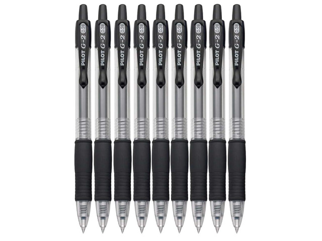 G2 Retractable Premium Gel Ink Roller Ball Pens Ultra Fine Point (.38mm) Black Ink 9 pack; Refillable & Premium Comfort Grip