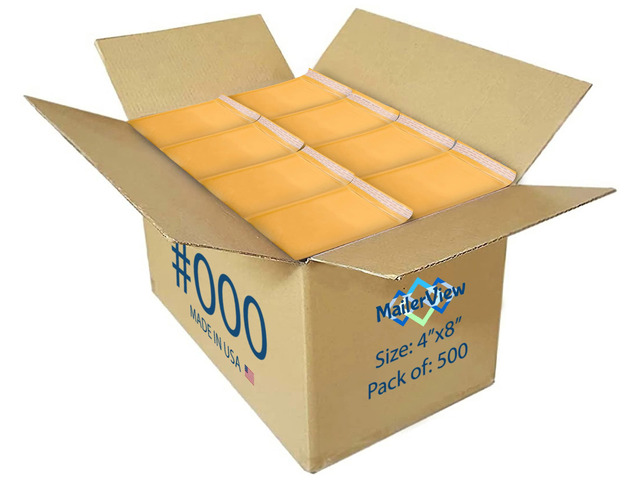 Small Kraft Bubble Mailers 4x8, Self Seal Padded Envelopes #000, 500 Pack Fits Trading & Sports Cards, No Tape Needed, Cushioned Protection,...