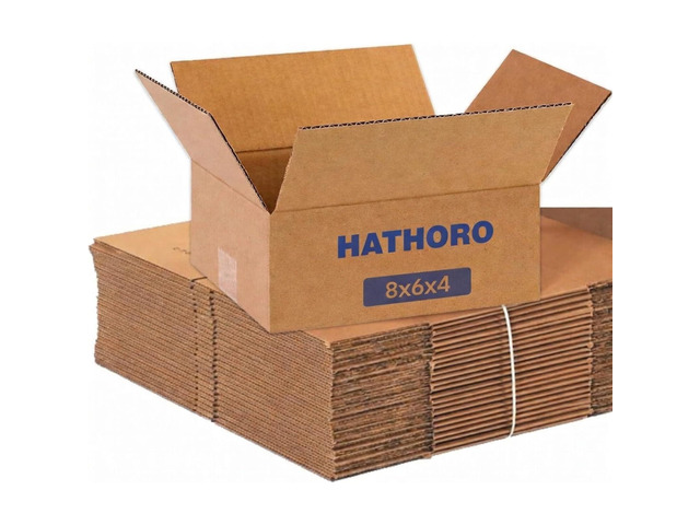 8x6x4 Inches (25-Pack) Small Flat Shipping Boxes Corrugated Cardboard Single-Wall Kraft Boxes for Moving, Packing and Storage of Smaller & Flat...