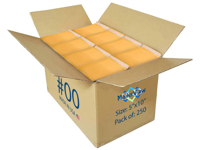 Kraft Bubble Mailers 5x10, Self Seal Padded Envelopes #00, 250 Pack Bulk Fits Trading & Sports Cards, No Tape Needed, Cushioned Protection,...