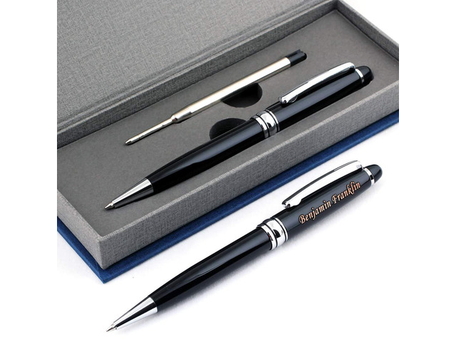 Free Engraving - Personalized Roller Ballpen, Ballpoint pen, Refillable Pens, Retractable Medium Refill Pen Black Ink, Custom Gifts for Men and...