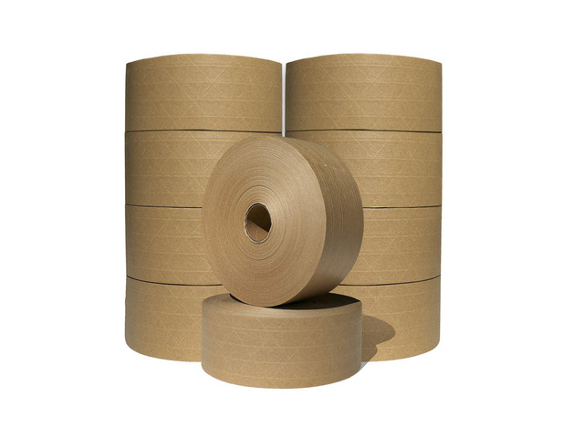 3'' x 650 Feet Reinforced Water Activated Gummed Kraft Paper Tape, for Standard-Duty 30 lbs Break Strength, Secure Packing Shipping, Tamper Evident...