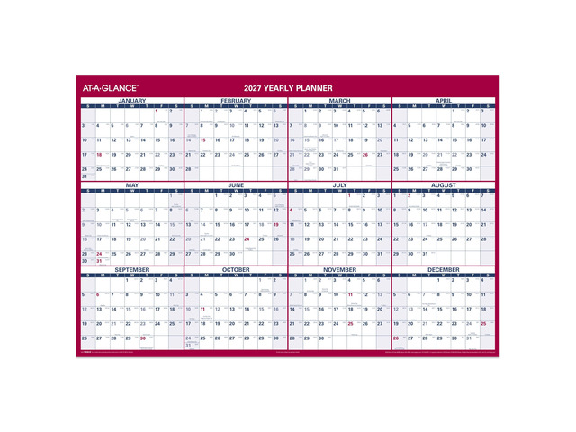 2027 Erasable Calendar, Dry Erase Wall Planner, 48' x 32', Vertical-Horizontal, Reversible (PM3262827)