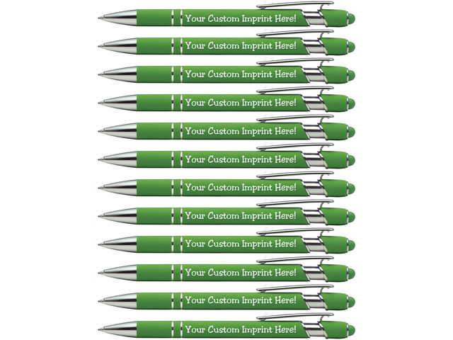 ExpressDesigns - Premium Custom Pens with Stylus Burst of Color Personalized Soft Touch Metal Printed Name Pens w/Black Ink - Imprinted w/Logo...