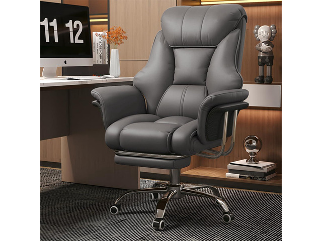 Big and Tall Office Chair 550 lbs Extra Wide Leather Executive Chair with Retractable Footrest, Heavy-Duty Ergonomic Chair, Adjustable Height...