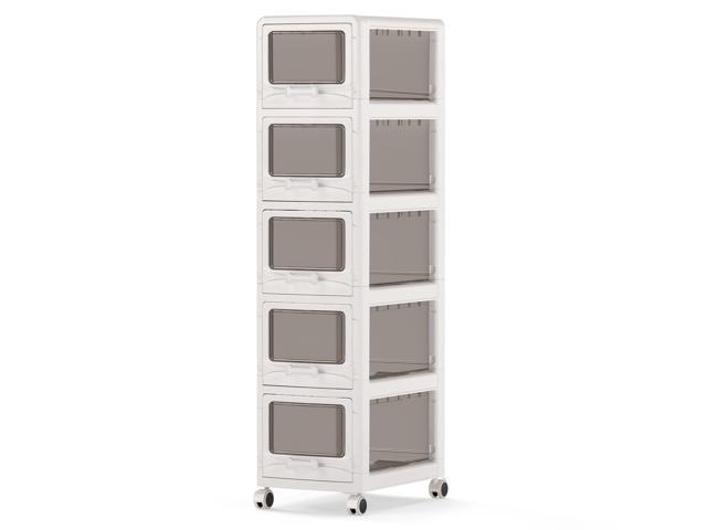 5-Tier Rolling Storage Cart, Utility Cart with 5 Drawers & Lockable Wheels for School Art Craft Supplies, Plastic Organizer and Storage for...