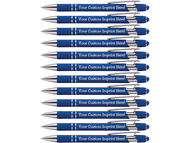 ExpressDesigns - Premium Custom Pens with Stylus Burst of Color Personalized Soft Touch Metal Printed Name Pens w/Black Ink - Imprinted w/Logo...