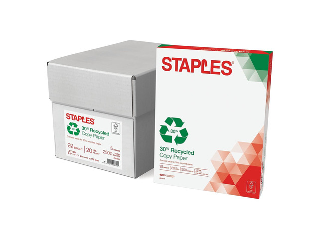 30% Recycled Copy Paper, 8.5x11 In, 20 lb, 92 Bright, 5/Ctn Eco-friendly multipurpose paper for everyday office, school & home printing