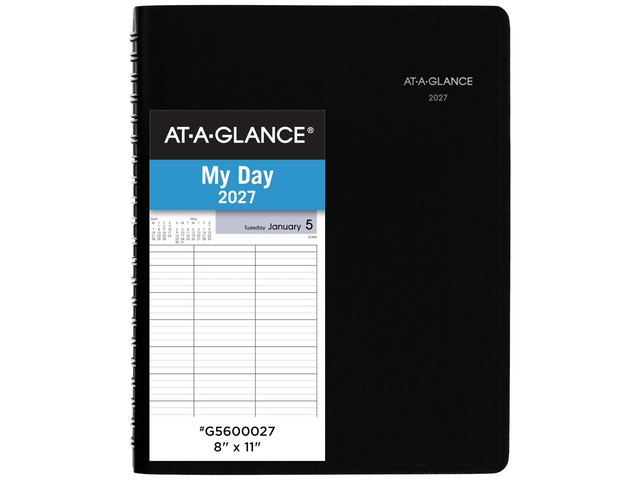 2027 Appointment Book Planner, Daily Group Planner, 8' x 11', Four Person, Quarter-Hour, DayMinder, Black (G5600027)
