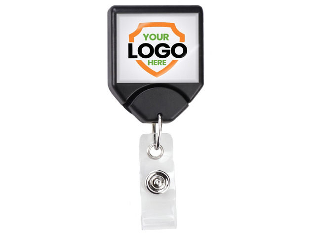 Bulk 25 Pack - Custom Logo Retractable Badge Reel with Dome Label - Heavy Duty Personalized No Twist B-Reel with Swivel Alligator Clip for Nurses,...