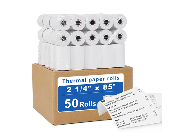 (50 Rolls) 2 1/4 X 85 Thermal Receipt Paper Rolls- Fits All Pos Cash Registers, For Clover POS Cash Register Printers-Premium Quality German Paper