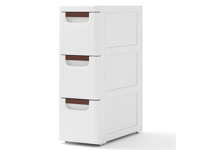 3 Drawers Storage Cart, Narrow Plastic Dresser, Rolling Organizer Cart for Office Classroom Bedroom Bathroom Art Craft Supplies, Mobile Slim...
