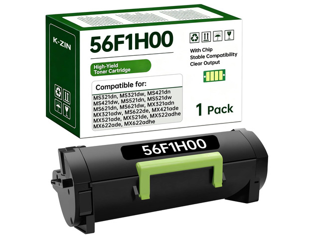 MS521 56F1H00 Black Toner Cartridge with Chip for 56F1000 56F1U00 Compatible for Lexmark MS521dw MS621dn MS321dn MS421dn MS421dw MS521dn MS621dw...