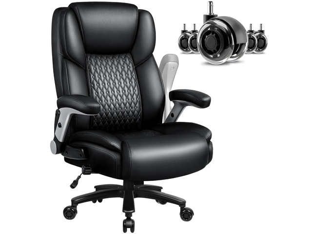 Big and Tall Office Chair 600LBS, Heavy Duty Office Chair for Heavy People, High Back Executive Office Leather Chair with Adjustable Armrests and...