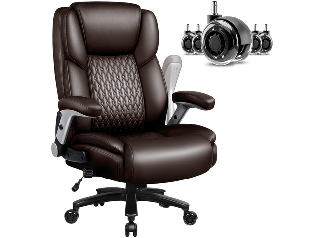 Big and Tall Office Chair 600LBS, Ergonomic Executive Desk Chair with Adjustable Lumbar Support & Flip-up Armrests, High Back Heavy Duty XL...